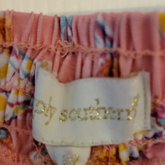 Simply Southern Pink Cow Skull Floral Shorts Tassels Elastic Waist Size L/XL - Picture 5 of 5